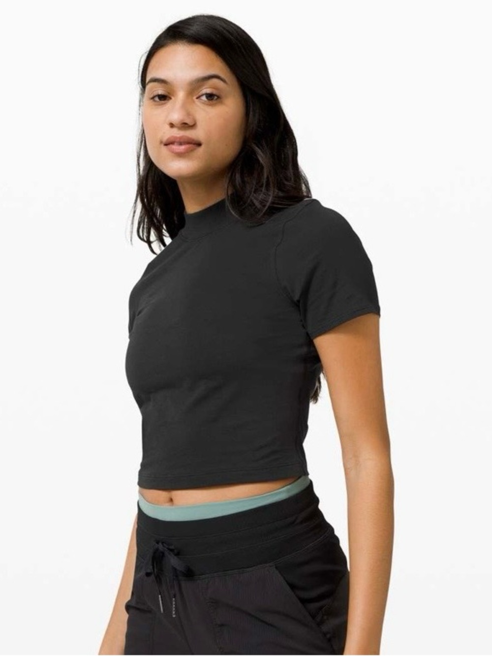 NWT Lululemon Black Short Sleeve Cropped Top